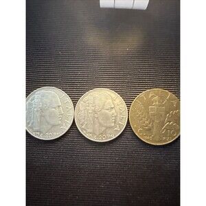 Lot of 3 Vintage Italian Coins From 1941, 1942, & 1943 WWll Era